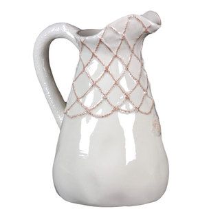 Glazed Ceramic Decorative Pitcher (7.09 inches wide x 5.51 inches deep x 8.66 inches tallFor decorative purposes onlyDoes not hold water CeramicSize 7.09 inches wide x 5.51 inches deep x 8.66 inches tallFor decorative purposes onlyDoes not hold water)
