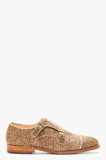 Foot The Coacher Beige Cheetah_print Calf_hair Monk Shoes