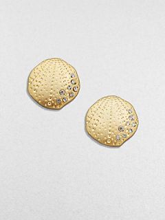 ABS by Allen Schwartz Jewelry Sparkle Shell Shaped Button Earrings   Gold