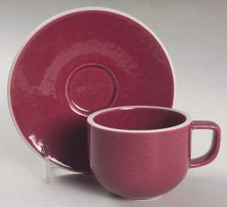 Sasaki China Colorstone Cinnabar (Texture,Glossy) Flat Cup & Saucer Set, Fine Ch