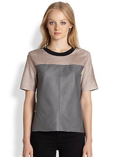 Rebecca Taylor Colorblocked Leather Tee  