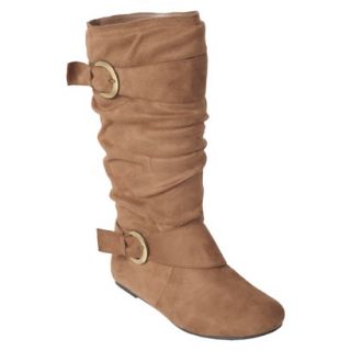 Glaze by Adi Womens Buckle Accent Faux Suede Boot Chestnut  7