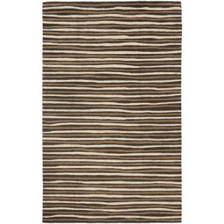 Martha Stewart Hand Drawn Stripe Tilled Soil Brown Wool/ Viscose Rug (8 X 10)