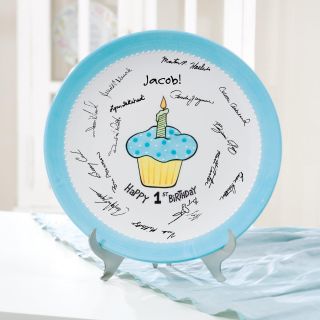 Lil Cupcake 1st Birthday Signature Plate   Blue
