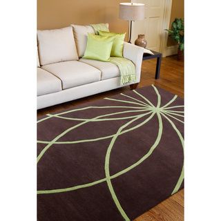 Hand tufted Contemporary Brown/green Mari Wool Abstract Rug (8 X 11)