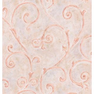 Brewster Pink Scrolls Wallpaper (PinkDimensions 20.5 inches wide x 33 feet longBoy/Girl/Neutral NeutralTheme TraditionalMaterials Solid Sheet VinylCare Instructions ScrubbableHanging Instructions PrepastedRepeat 20.5 inchesMatch Drop )