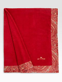 Etro Satin Trimmed Paisley Bath Towel   Red