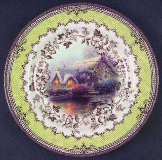 Spode Cottage Accent Dinner Plate, Fine China Dinnerware   T. Kinkade,Brown Flor