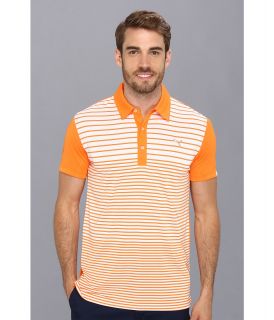 PUMA Golf Yarn Dye Stripe Polo Mens Short Sleeve Pullover (Orange)