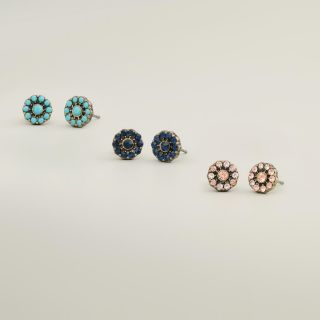 Turquoise, Blue and Pink Stud Earrings, Set of 3   World Market