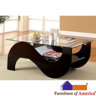 Furniture Of America Sanzi Contemporary Black Lacquer Base Coffee Table