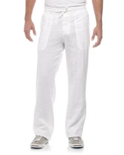Linen Drawstring Pants, White