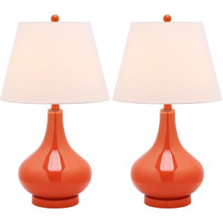 Amy Gourd Glass 1 light Orange Table Lamps (set Of 2)