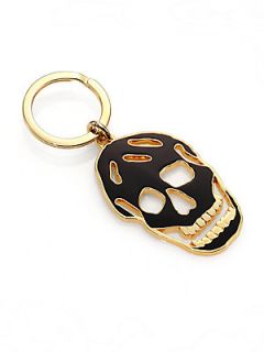 Alexander McQueen Enamel Skull Key Ring/Goldtone   Black