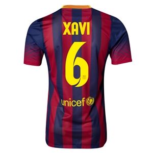 Nike Barcelona 13/14 XAVI Authentic Home Soccer Jersey