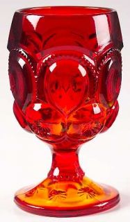 Smith Glass  Moon & Stars Amberina Water Goblet   Orange To Amber At  Base