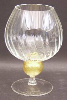 Union Street Manhattan Gold Brandy Glass   Heavy Optic,Gold On Clear Ball Stem