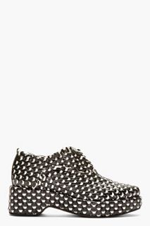 Acne Studios Black And White Interwoven Leather Jax Shoes