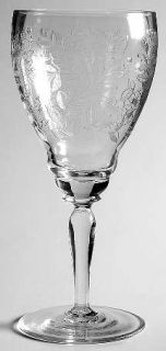 Unknown Crystal Unk7082 Wine Glass   Needle Etch Floral/Leaves,Rippled Bowl
