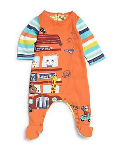 Catimini Infants Stripes & Animals Footie   Orange