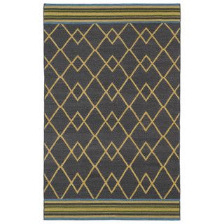 Flatweave Tribeca Ziggy Charcoal Wool Rug (36 X 56)