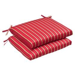 Pillow Perfect Outdoor Red/gold Striped Seat Cushions With Sunbrella Fabric (set Of 2) (Red/gold stripedMaterials 100 percent sunbrella acrylicFill 100 percent virgin polyester fiber fillClosure Sewn seam Weather resistant UV protection Care instructio