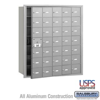 Salsbury 4b+ Horizontal Mailbox   35 A Doors (34 Usable)   Aluminum   Front Loading   Usps Access