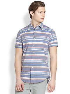  Collection Striped Woven Sportshirt   Blue