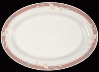 Sango Taupe Fantasy 14 Oval Serving Platter, Fine China Dinnerware   Floral Dsg