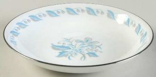 Abalone Sky Flower Coupe Soup Bowl, Fine China Dinnerware   Blue/Gray Flowers, P