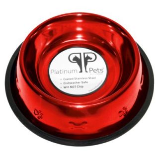 Platinum Pets Stainless Steel Embossed Non Tip Dog Bowl   Red (7 Cup)