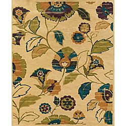 Evan Beige And Green Transitional Area Rug (76 X 96)
