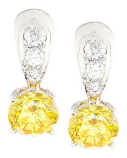 Tapered Canary & White Cubic Zirconia Earrings