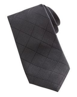 Tonal Square Jacquard Contrast Tail Tie, Black/Silver