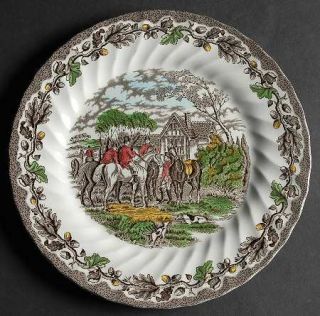 Myott Staffordshire Country Life Brown/Multicolor Dinner Plate, Fine China Dinne