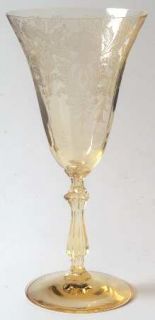 Huntington Glass Hng30 Topaz Water Goblet   Ding,Topaz,Etched Urn,Scrolls,No Tri