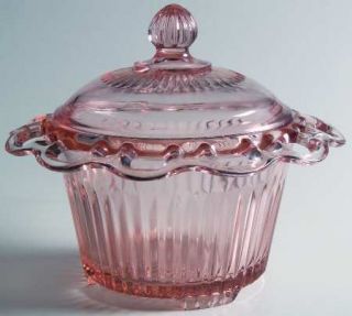 Anchor Hocking Lace Edge Pink Candy Jar with Lid   Aka Old Colony,Pink,Depress