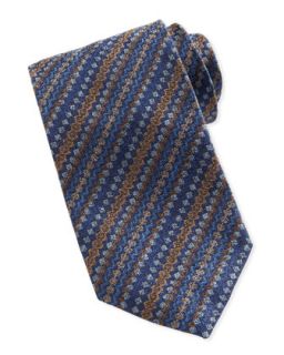 Diamond Print Silk Tie, Blue/Brown