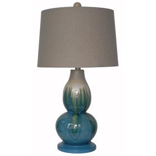 Integrity 28 inch Cream And Blue Crackle Double Gourd Ceramic Table Lamp (Cream and blueMaterials CeramicDimensions 28 inches high x 16.5 inches wide x 16.5 inches deep )