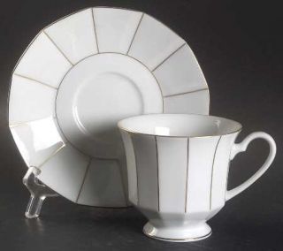 Mikasa Gold Lining Footed Cup & Saucer Set, Fine China Dinnerware   Gold Lined P