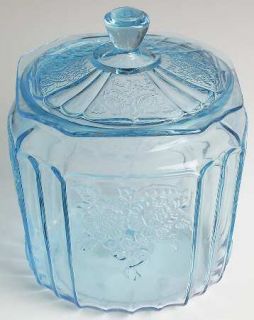 Anchor Hocking Mayfair Blue Cookie Jar with Lid   Blue, Open Rose, Depression Gl