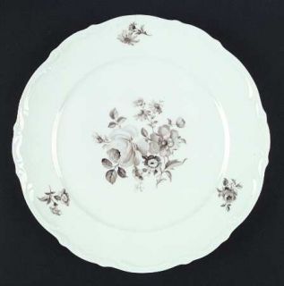 Mitterteich Mit17 Dinner Plate, Fine China Dinnerware   Rose On Left,Gray Flower