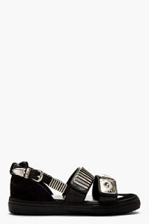 Toga Pulla Black Carved Hardware Sandals