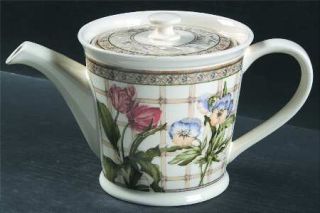 Johnson Brothers Enchanted Garden Teapot & Lid, Fine China Dinnerware   Brown/Wh