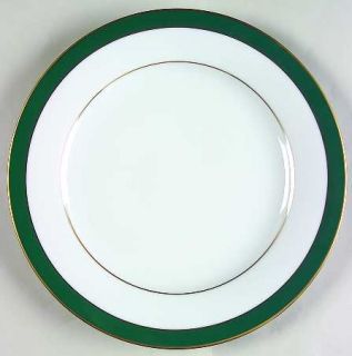 Muirfield Royal Jade Salad Plate, Fine China Dinnerware   Green & Gold Bands  Wh