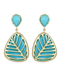 Stella Double Drop Leaf Earrings, Turquoise