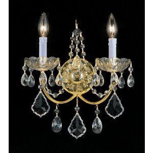 Crystorama Lighting CRY 3222 GD CL S Imperial Solid Brass Crystal Wall Sconce Ac