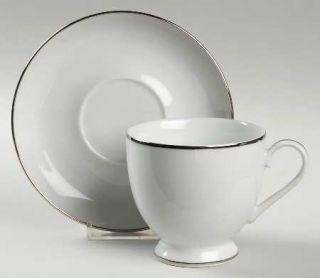 Gorham Hallmark Platinum Footed Cup & Saucer Set, Fine China Dinnerware   Fine C