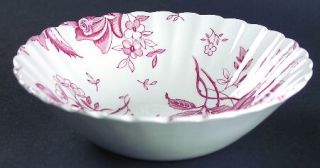 J & G Meakin Tudor Roses Pink (Ribbed, White) Coupe Cereal Bowl, Fine China Dinn