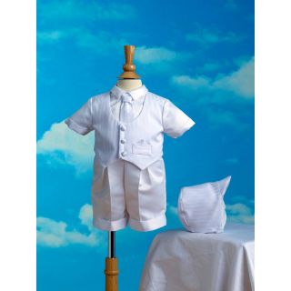 Phillip Striped Satin Short Boxer Boys Christening Outfit with Hat Multicolor  